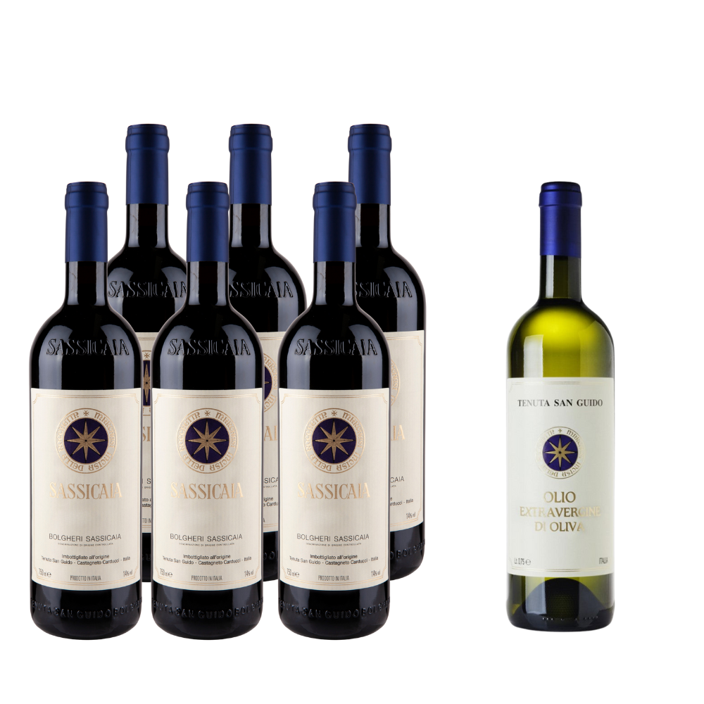 6er OHK Sassicaia Bolgheri 2022 + Sassicaia Olivenöl