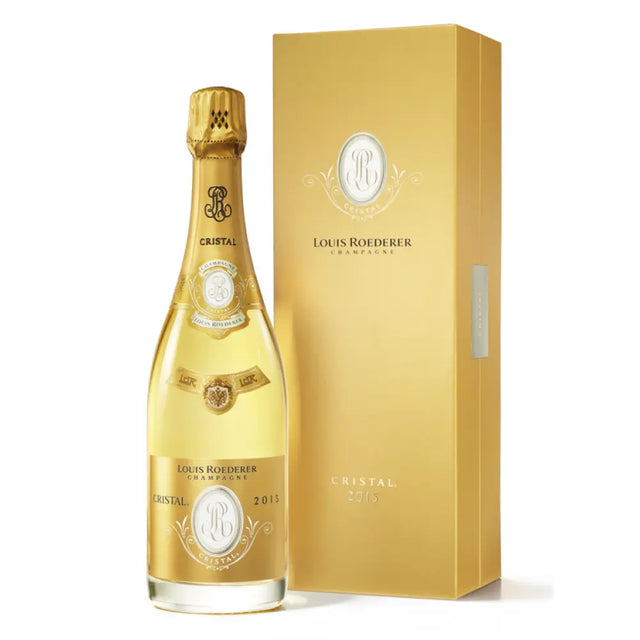 Bottle shot of Roederer Cristal Cristal brut 2015 with Geschenkverpackung